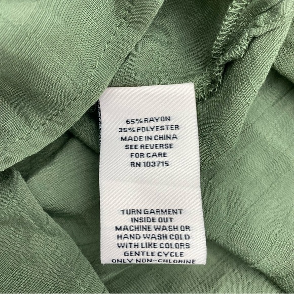 Nanette Lepore Olive Green Cap Sleeve Peasant Blouse Boho Pleat Detail Sz M - Picture 8 of 9